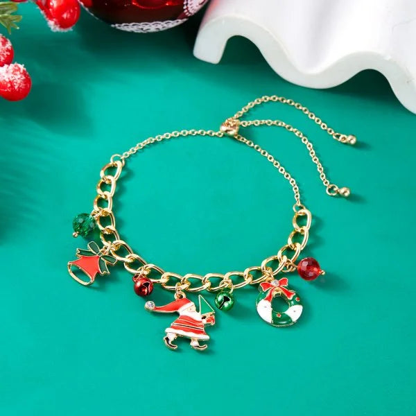 Fashion Santa Claus Snowman Star Christmas Tree Pendant Bracelet for Women Adjustable Christmas Bracelet Charm Party Jewelry