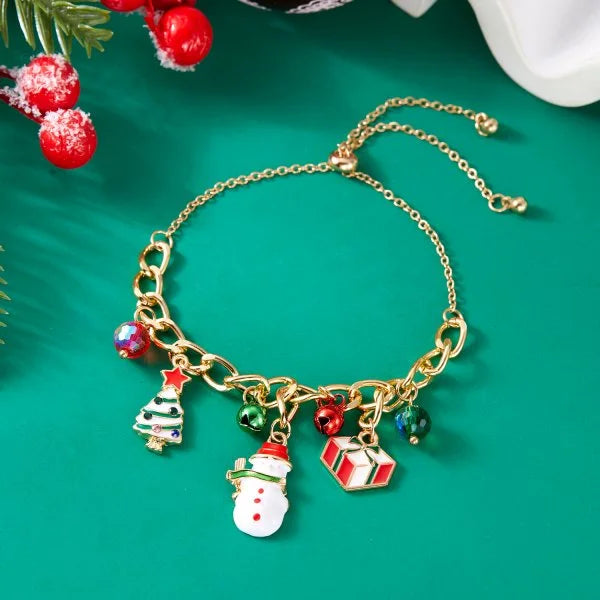 Fashion Santa Claus Snowman Star Christmas Tree Pendant Bracelet for Women Adjustable Christmas Bracelet Charm Party Jewelry